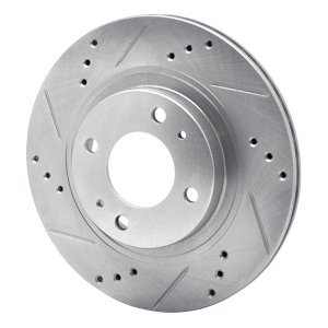 Mitsubishi I-MIEV Brake Rotor (1) - Front Left - R1 Concepts - Drilled & Slotted - Silver - `12-`17